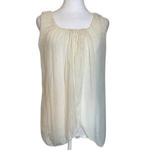 Bellambia Ivory Overlay Layered Tank Top 100% Silk Women’s Size M Flowy Fairy